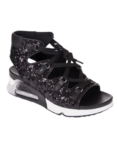 Shop Ash Trainer-style Sequin Sandals In Black