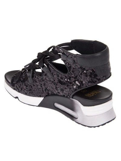 Shop Ash Trainer-style Sequin Sandals In Black