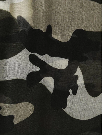 Shop Valentino Camouflage Scarf In Black/white