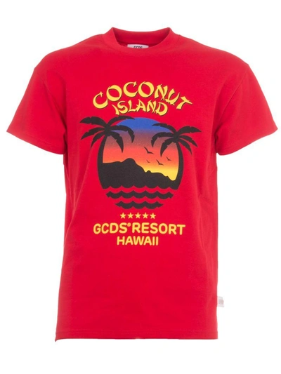 Gcds Coconut Island T-shirt In Red