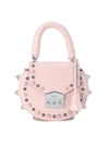 SALAR MIMI RING PINK LEATHER HAND BAG WITH STUDS,MIMI-RING-GIPN