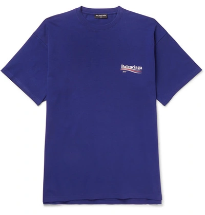 Shop Balenciaga Oversized Printed Cotton-blend Jersey T-shirt
