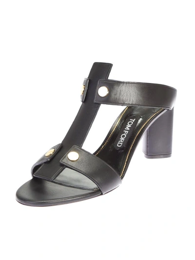 Shop Tom Ford Black Leather Chunky Sandals