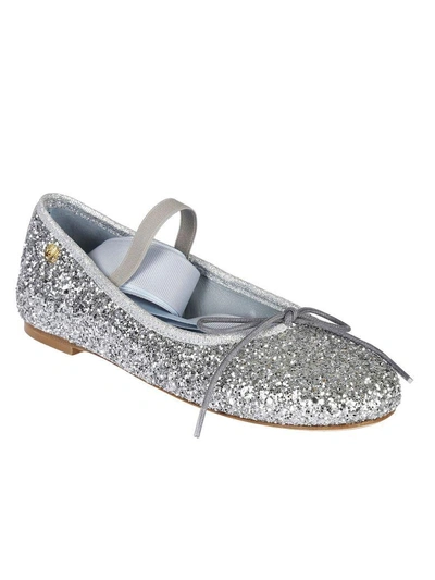 Shop Chiara Ferragni Glitter Strap Ballerinas In Silver