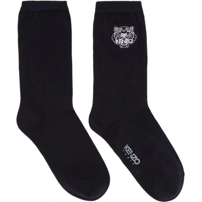 Shop Kenzo Navy Tiger Socks In 76 Navy Blue