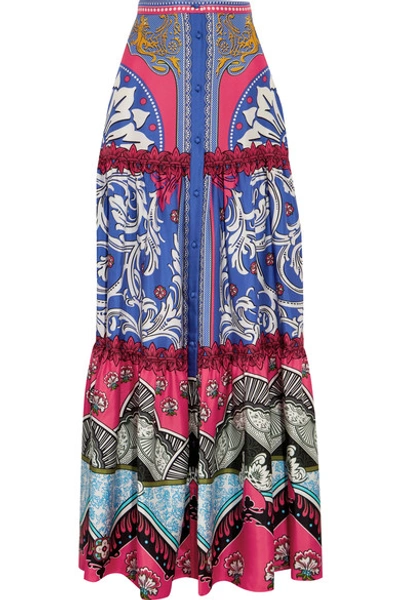 Mary Katrantzou Kings Fuxia Printed Silk-twill Maxi Skirt In Multicoloured