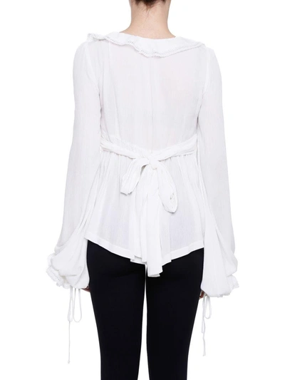 Shop Amen Voile Blouse In Off White|bianco