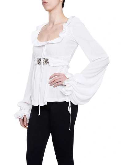 Shop Amen Voile Blouse In Off White|bianco