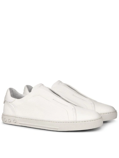 Shop Tod's Hammered Leather Slip-ons In White