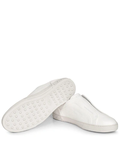 Shop Tod's Hammered Leather Slip-ons In White