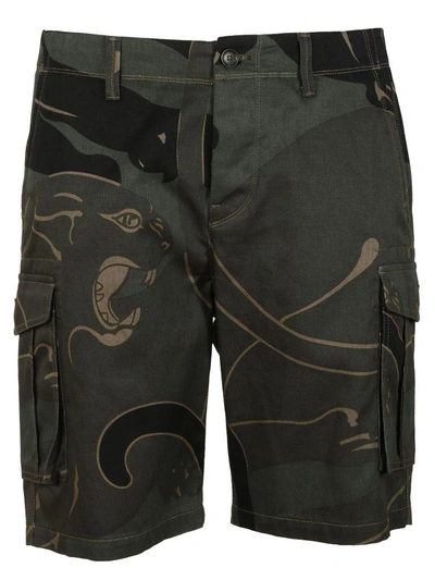 Shop Valentino Id Camouflage Shorts In Green