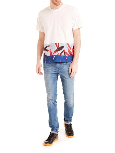 Shop Marni Printed T-shirt In Light Blue/red