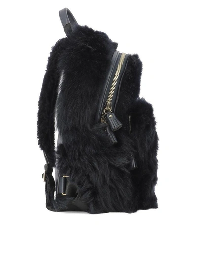Shop Anya Hindmarch Dark Blue Fur Backpack