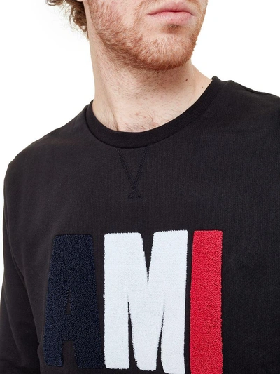 Shop Ami Alexandre Mattiussi Ami Terry Cloth Logo Sweatshirt In Black