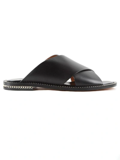 Shop Givenchy D Chain Flat Sandals In Black