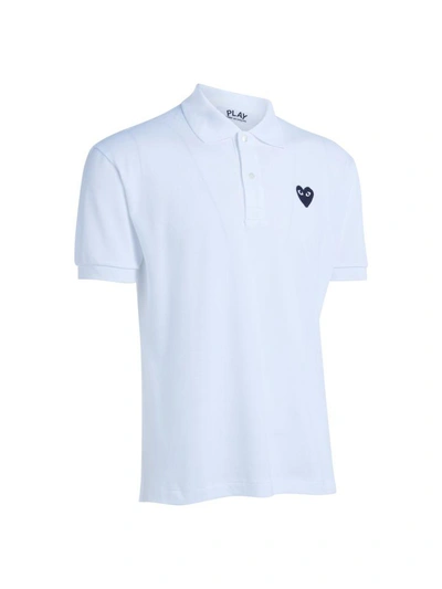 Shop Comme Des Garçons Play Polo White T-shirt With Black Heart In Bianco