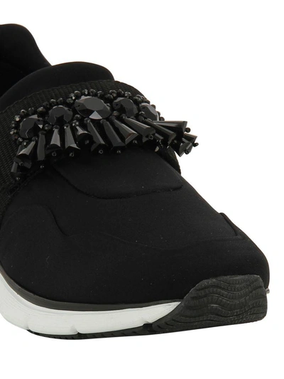 Shop Hogan Crystal Embellished Sneakers In Black