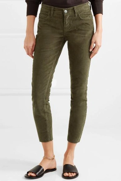 Shop Current Elliott The Stiletto Corduroy Skinny Pants In Green