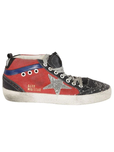 Shop Golden Goose Mid Star Sneakers In Red/glitter