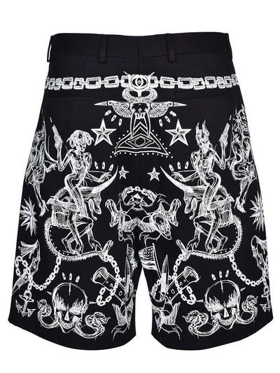 Shop Givenchy Tattoo Print Bermuda Shorts In Black