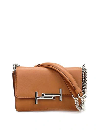 Shop Tod's Double T Small Crossbody In Cuoio