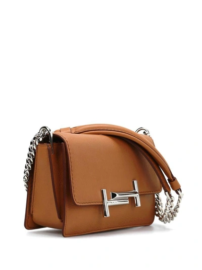 Shop Tod's Double T Small Crossbody In Cuoio