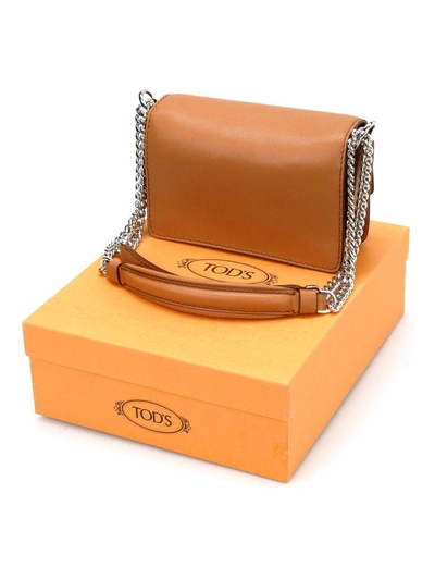 Shop Tod's Double T Small Crossbody In Cuoio