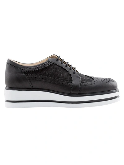 Shop Hogan H323 Brogue Detail Platform Sneakers In Black