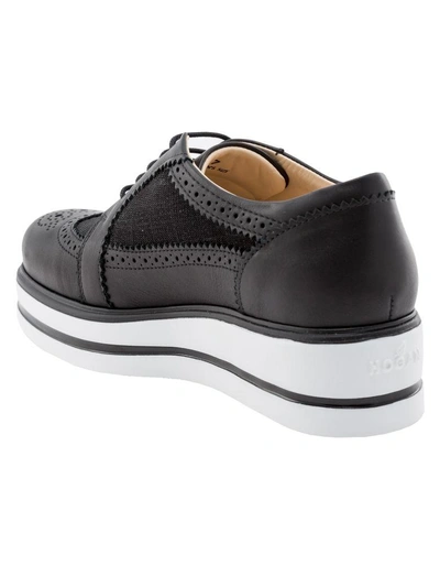 Shop Hogan H323 Brogue Detail Platform Sneakers In Black