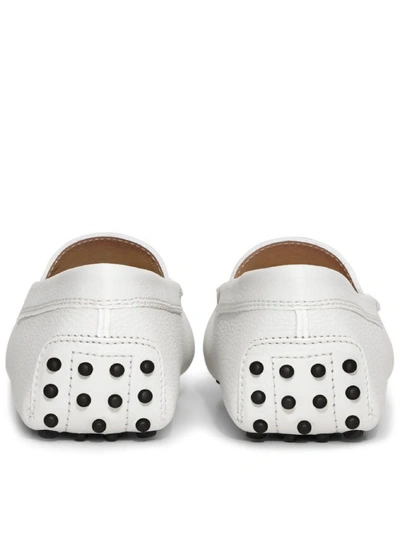 Shop Tod's Gommino Leather Loafers In White