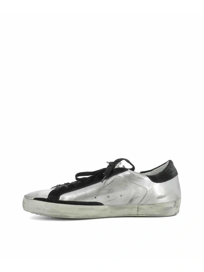 Shop Golden Goose Silver Leather Sneakers