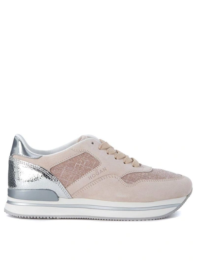 Shop Hogan H222  Pink Leather And Fabric Sneaker In Rosa