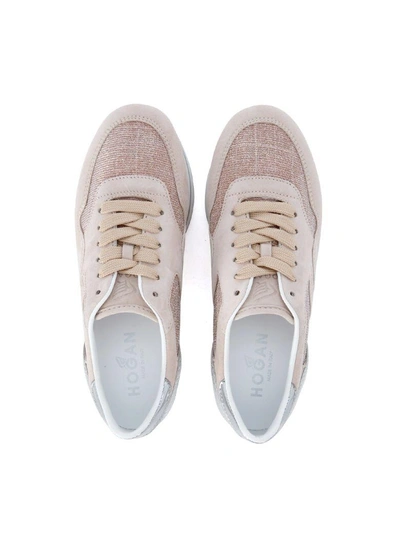 Shop Hogan H222  Pink Leather And Fabric Sneaker In Rosa