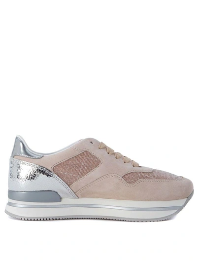 Shop Hogan H222  Pink Leather And Fabric Sneaker In Rosa