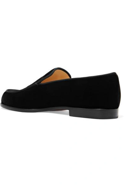 Shop Christian Louboutin Perou Corazon Appliquéd Velvet Loafers In Black