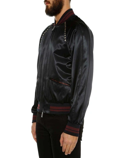 Shop Valentino 'rockstud Untitled' Souvenir Jacket In Navy