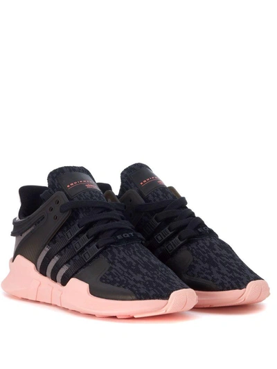 Shop Adidas Originals Originals Eqt Support Adv Black And Pink Adidas Sneaker In Nero