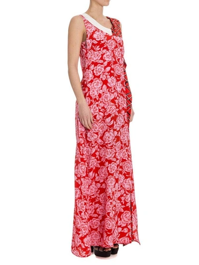 Shop Msgm - Silk Dress In Red