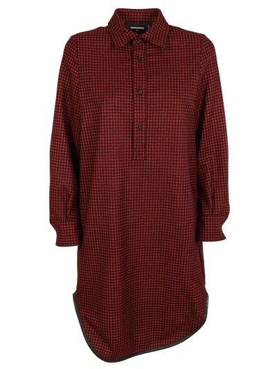 Shop Dsquared2 Long Checked Shirt In Red