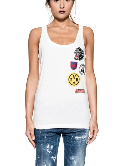 Shop Dsquared2 White Tank Top With Patches