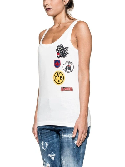 Shop Dsquared2 White Tank Top With Patches