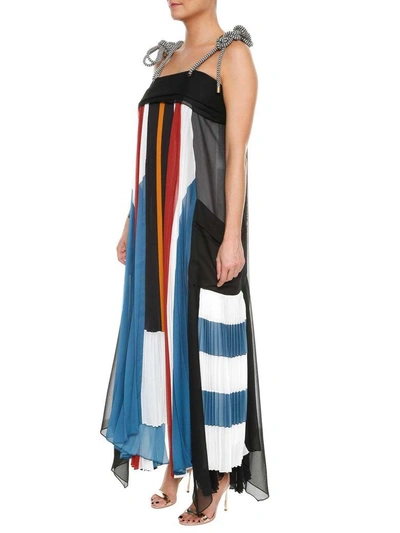 Shop Chloé Pleated Long Dress In Multicolor