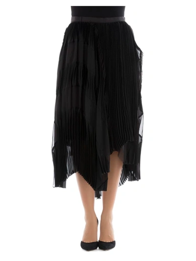 Shop Sacai Black Polyester Skirt