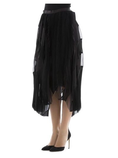 Shop Sacai Black Polyester Skirt