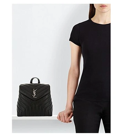 Shop Saint Laurent Loulou Small Leather Backpack In Black