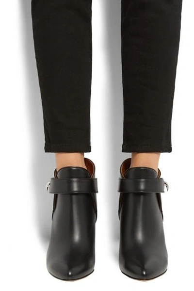 Shop Givenchy Shark Lock Leather Ankle Boots In Black