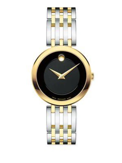 Shop Movado Esperanza Stainless Steel & Goldtone Watch In Black