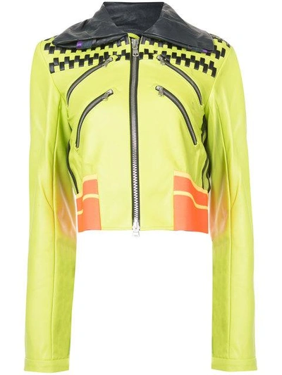 Shop Martina Spetlova Classic Biker Jacket  In Yellow & Orange