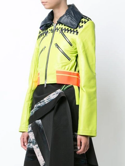 Shop Martina Spetlova Classic Biker Jacket  In Yellow & Orange