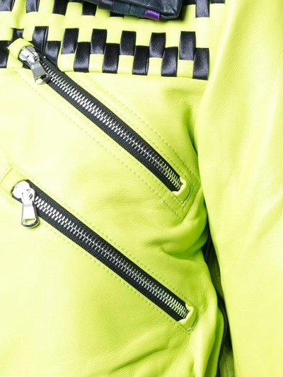Shop Martina Spetlova Classic Biker Jacket  In Yellow & Orange